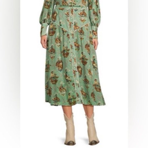 NWT Double D Ranch Romance & Rustlers Printed Midi Skirt